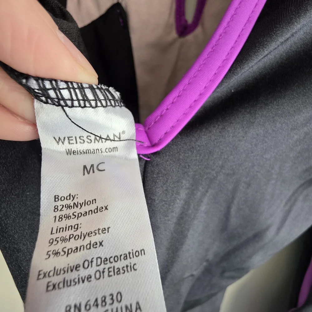 Weissman Black & Purple Sequin Lace Biketard Dance Costume - Size MC (10/12) - Picture 9 of 11